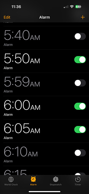 Photo of setting alarm